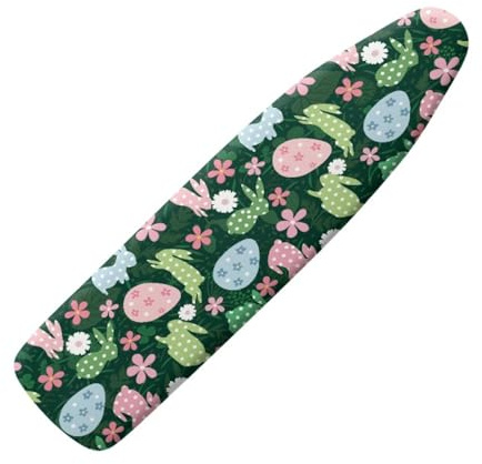 Copriasse da Stiro 140x50 Stampa Verde Elastico Universale per Tutte Le Assi da Stiro, Resistente al Calore - Cordoncino di Fissaggio e Stretch-System - Facile da Cambiare