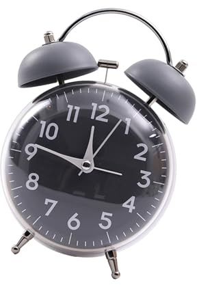 MALSSE Reloj despertador con diseño analógico con doble campana y luz brillante suave, funcionamiento silencioso, reloj despertador con doble campana con luz nocturna