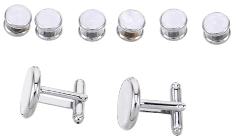DIKACA Runda Manschettknappar och Skjortknappar för Herrar Fransk Manschett Design för Bröllop Affärsdräkt och Formella Tillfällen Slitstarka och Bekväma Accessoarer