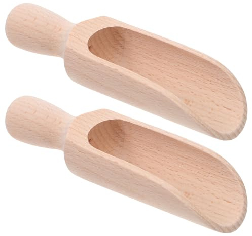 Mikikit 2pièces Cuillère Doseuse à Poudre Bois Cuillère Doseuse pour Bocal à Grains à Café Bois