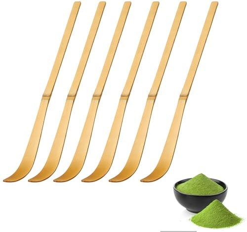 6 cucharas de matcha, cucharaditas de mango largo, cucharas para preparar té tradicional, cucharas medidoras de matcha de bambú, ideales para entusiastas y ceremonias de té, medición precisa de té y