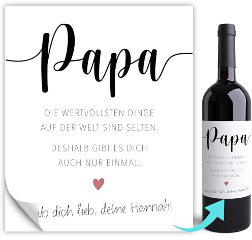 Vatertagsgeschenk für Papa personalisierbare Flaschenetiketten Geschenk Wein Etiketten Weinetiketten 2 Stk. | 10x12 cm