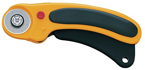 OLFA RTY-1/DX - Cúter rotativo con botón pulsador de bloqueo y cuchilla circular de 28 mm
