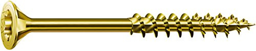 SPAX Universalschraube, 6,0 x 260 mm, 100 Stück, T-STAR plus, Senkkopf, Teilgewinde, 4CUT, YELLOX A2L, gelb verzinkt, 0191020602605