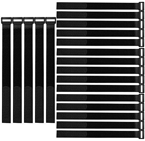 QitinDasen 20 Stycken 30 X 2 cm Nylon Kabelband, Återanvändbara Kabelremmar, Justerbara Kardborreband Buntband, Multifunktionell Kabelorganisatör (Svart)