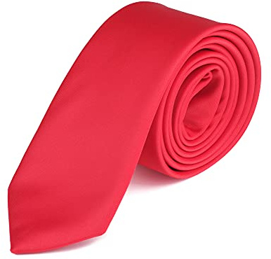DWOY - Cravatta da uomo e da donna, tinta unita, sottile, 6 cm, Rosso, Taglia unica