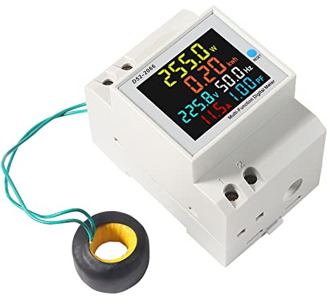 Electricity Single Phase Energy Meter Tester Electricity Usage Monitor AC 110V 40V-300V 100A Ampermeter Power Voltmeter Ammeter Voltage Amps Watt Kwh Frequency Power Factor Multimeter - External CT