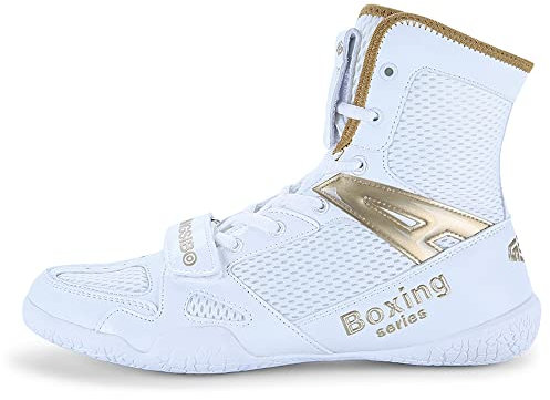 Adoff Unisex Boxschuhe Männer ma'am Kniebeugenschuhe Ringerschuhe Jugend Muay Thai Taekwondo Boxen Trainingsschuhe Kampfsportschuhe AtmungsaktivGroße 46 47 (Weißgold,37)