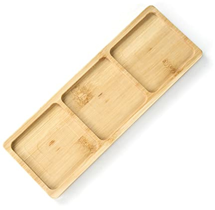 Bandeja de tocador de madera, organizador de encimera, bandeja de servir, bandeja de almacenamiento de joyas, bandeja dispensadora de jabón, bandeja de baño, platillo de bambú para plantas suculentas,