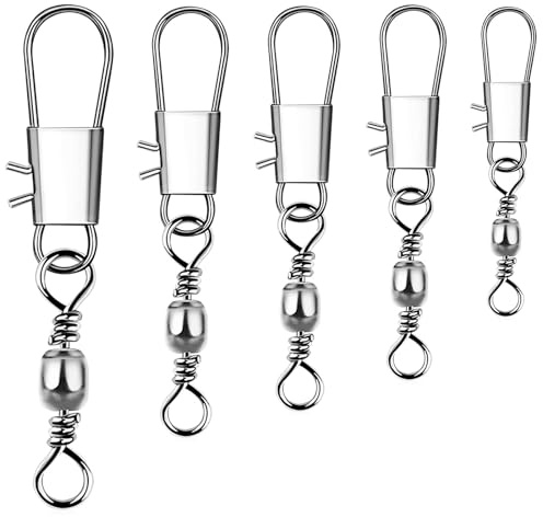 50Pcs Fishing Swivels,Safety Snaps Swivels Fishing Tackle And Clips,Quick Change Swivels Fishing with Safety Snaps Swivels,Swivels Fishing Tackle For Saltwater Freshwater Size 6# 7# 8# 10# 12#