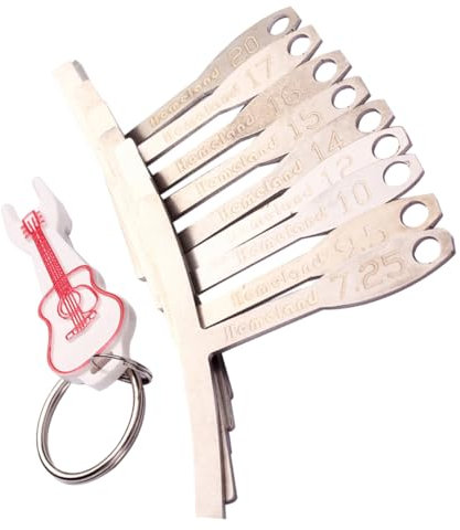 TOYANDONA Medidor De Radio Para Guitarra Metal, 9 Tamaños (7.25 20), Herramientas De Luthier Para Diapasón y Puente, Con Llavero Incluido, Adecuado Para Configuración Profesional
