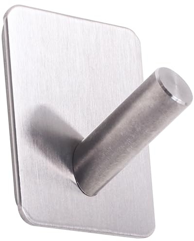 RICOO 1 x Edelstahl Haken selbstklebend MH021-1 Klebehaken Badezimmer Handtuchhaken ohne Bohren Kleiderhaken zum Kleben Badhaken Metallhaken zum Einhängen Badezimmerhaken Wandhaken Bad