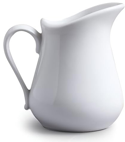 Concept4u White Ceramic Jug with Handle 500ml Porcelain Traditional Milk Jug Household Creamer Gravy Custard Serving Pitcher Ideal for All Types of Kitchens