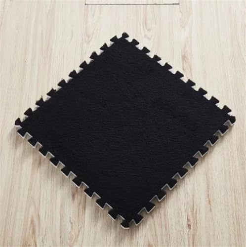 40pcs 30x30cm DIY Nordic Floor Mat Splicing Carpet Plush Velvet Bedroom Rooms Pink Mat Puzzle Plush Mats Interlocking Carpet Tiles for Commercial and Home Decorat(Black)