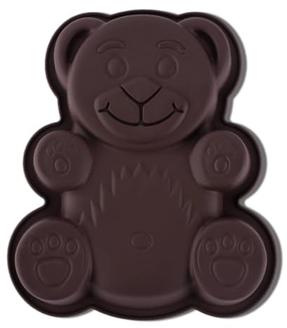 IKOPFLN Moule Gateau, Moule Gateau Silicone, Moule Ourson Guimauve, Moule à gâteau, en silicone, marron, pour gâteau, glace, chocolat, pain, dessert, pudding, sans BPA, 1 pièce