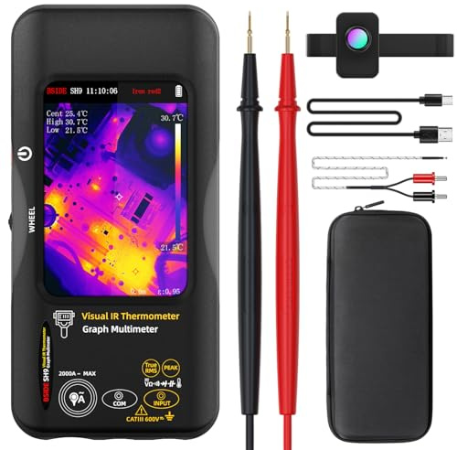 BSIDE SH9 Wärmebildkamera Multimeter mit Makro Objektiv 428×320 Auflösung mit 20000 Wörtern Multimeter 3.98'' Touchscreen 25Hz Infrarot Wärmebildkamera Dual-Light Fusion 15 Wärmebildpaletten Tester