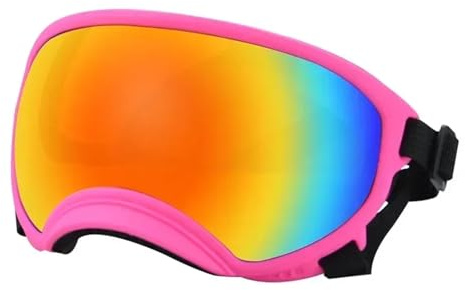 Hundglasögon, retro hundglasögon hundglasögon, hundsolglasögon, glasögon för hundar, hundskidglasögon med UV-skydd, husdjurssolglasögon justerbar rem på vägen (multi, S)