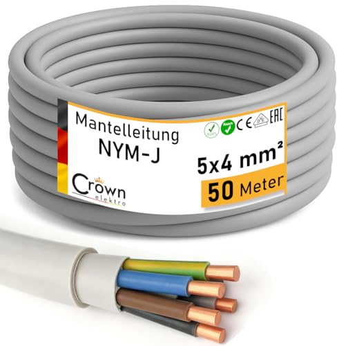 NYM-J 5x4mm² Kabel - 50m Mantelleitung nach VDE 0250-204 Feuchtraumkabel