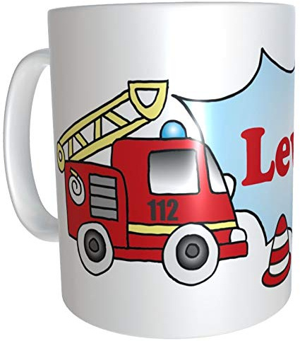 Feuerwehr Kunststoff-Tasse personalisierte Kindertasse Plastik Feuerwehrauto Feuerwehrmann Kindergarten-Start