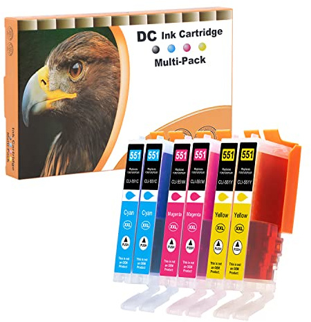 D&C 6X Druckerpatronen Kompatibel für Canon PGI-550 XL CLI-551 XL für Canon Pixma MG6650 MG7100 MG7150 MG7550 iP7200 iP7250 MG5400 Series MG5450 MG5550 MG5650 MG5655 MX725 MX920 iP8750 iX6850 MG6350