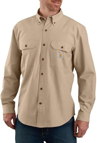 Carhartt Loose Fit Midweight Chambray Long-Sleeve Shirt, Camicia abbottonata Pratica da Lavoro Uomo, Dark Tan Chambray,