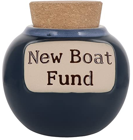 Cottage Creek Jars - New Boat Fund Ceramic Piggy Bank, Boat Accessories, Boating Gifts for Men, Dad, Boat Lovers