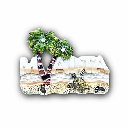 Malta Beach - Calamita da frigorifero 3D in resina, souvenir da viaggio, fatta a mano, decorazione per la casa e la cucina, idea regalo