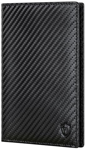 VON HEESEN® Reisepasshülle Etui mit RFID-Schutz - Passhülle Passport Reisepass Mappe Hülle Organizer - Reiseorganizer für Damen & Herren (Carbon-Schwarz)