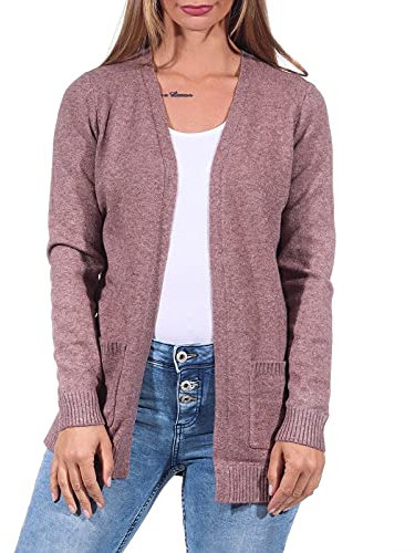ONLY Damen Onllesly L/S Open Cardigan KNT Noos Strickjacke 15174274,Rose Browndetail:w. Melange,XS