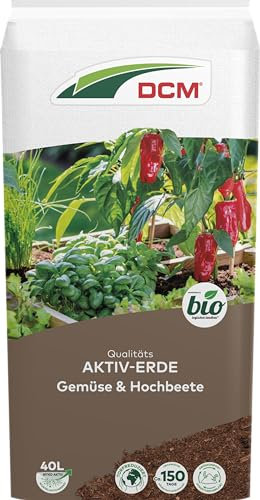 DCM AKTIV Erde Gemüse & Hochbeete - Spezialerde - Erde für Gemüse - Mit organischem Dünger - Mit Mykorrhiza-Pilzen - Torfreduzierte Pflanzenerde - Bio - 20 L