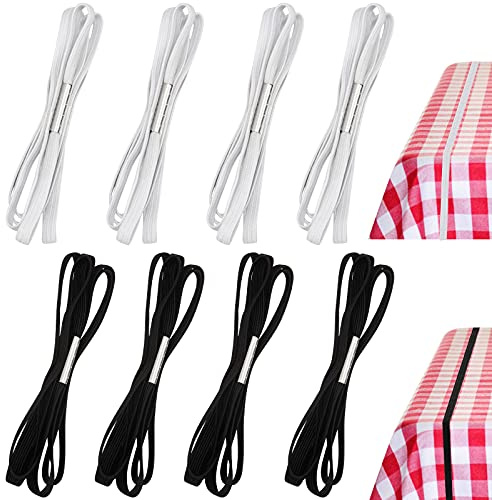 Riakrum Table Bungees Tablecloth Strap Elastic Adjustable Tablecloth Band Bungee Cord to Hold Down Table Cloth Cover for Outdoor Picnic Kitchen Camping Wedding Party(8 Pcs,Normal Size)
