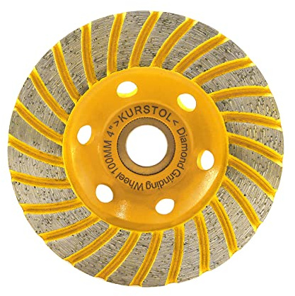 KURSTOL diamantschleifscheibe – schleiftopf 4/100mm Turbo-Reihen-Winkelschleifer-Topfrad zum Schneiden, Schleifen, Glätten, Formen von Beton, Marmor, Granit, Mauerwerk, Ziegel 7/8-5/8 Dorn