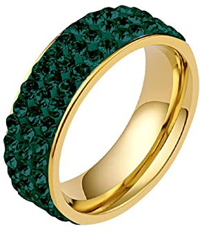 Stfery Freundschaftsringe Beste Freundinnen, Bandring mit Zirkonia Grün Voller Zirkon 62 (19.7) Schmuck Geschenk