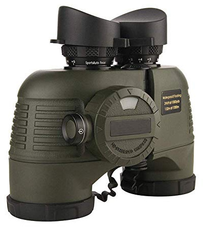JIEZM Monokulares Fernglas 7x50 Fernglas Eingebauter Kompass-Entfernungsmesser, Schwarze Mehrschichtbeschichtung BAK4 Paul Prism FMC Mehrschichtbeschichtung Jagd Angeln Armee