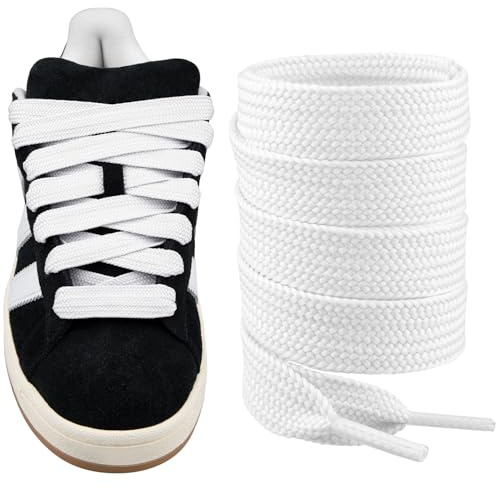 Endoto Lacci per Adidas Campus 00s Scarpe, 16MM Larghi Piatti Stringhe Laces di Ricambio (Bianco, 50 pollici)