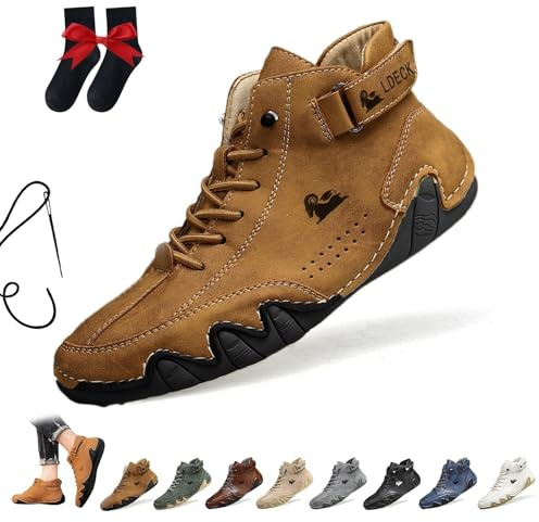 Bottes Hautes En Daim Faites À La Main Italiennes Chaussures Beck for Hommes Baskets Décontractées Imperméables En Daim Bottines D'extérieur Antidérapantes Et Respirantes Pieds Nus(brun,40 EU)