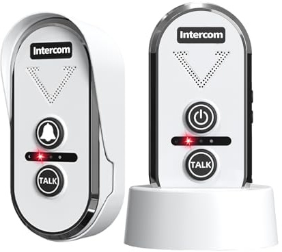 PANDAAR Doorbell Wireless for Home, Wireless Intercom System 4900ft Long Range Waterproof Doorbell Intercom with Rechargeable Battery for House Classroom Business(Black) (1 Indoor&1 Outdoor-White)