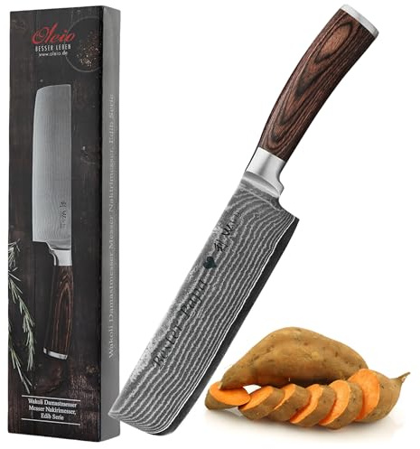 Wakoli EDIB Damast Nakiri Messer mit Gravur – Personalisiertes Messer, 17,5 cm Klinge aus 67 Lagen Damaststahl (VG10-Kern), Pakkaholzgriff – Scharfes Küchenmesser Geschenk, Geschenkverpackung