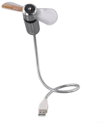 Vilgftyiet Ventilateur de bureau USB avec horloge numérique LED et affichage de la température, col de cygne réglable, ventilateur personnel en métal, refroidissement ultra silencieux pour ordinateur