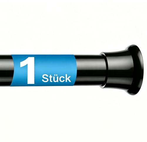 ZipGlo 1Stück Gardinenstange Ohne Bohren Schwarz 76-200cm Spannstange Ø22mm