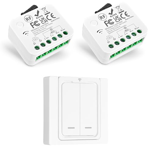 Tedeligo Interruptor De Luz Inalámbricas, Compatibles Con Interruptores De Pared AC220V, Alcance De Control Inalámbrico De Hasta 100 M Para Luces Interiores (puntos: Neutro Y Fase)