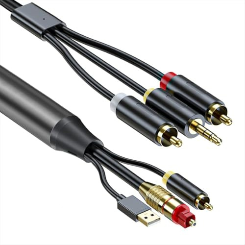 Lafeier Câble de conversion audio numérique vers analogique, SPDIF/optique et coaxial L/R et câble auxiliaire stéréo 3,5 mm