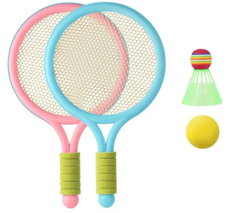 Faroby Ensemble de Raquettes de Tennis pour Enfants, Raquette Badminton en Plastique pour Tout-Petits avec Balle