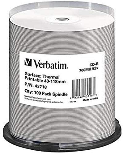 VERBATIM Pack de 100 CD R Imprimable Transfert Thermique