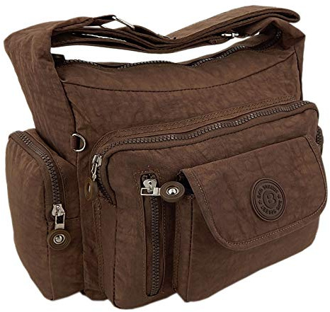 ekavale - Wasserabwesende hochwertige leichtgewichtige Damen-Handtasche Umhängetasche aus Crinkle Nylon