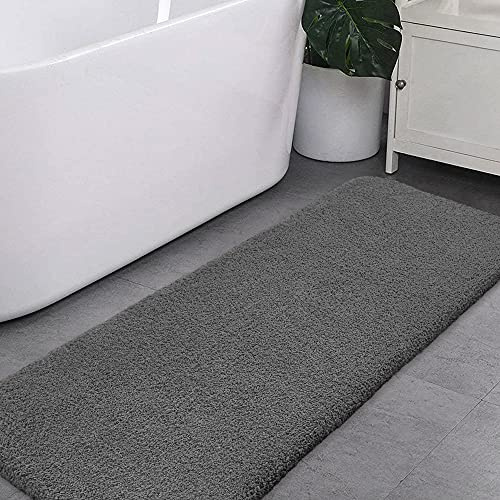 Halkfri badmatta förtjockad badmatta för badrum absorberande ultramjuk badrumsmatta matta fluffig mikrofiber sängmatta golvmatta golvmatta, snabbtorkande, maskintvättbar - 50 x 122cm (Mörkgrå)
