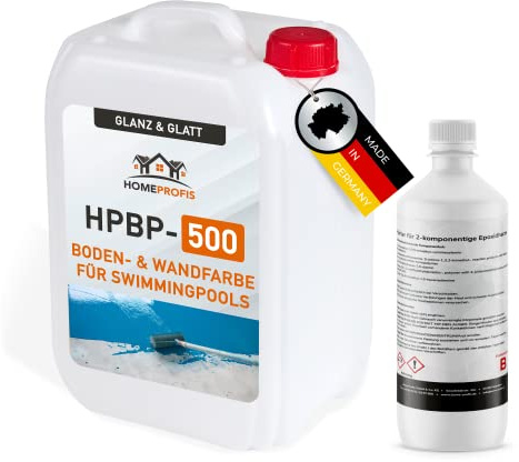 Home Profis® glänzende Swimming Pool Farbe Flüssigkunststoff (25m²) | Über 30 Farben | Chlorbeständig | Wasserdicht | 2K Epoxidharz Schwimmbadfarbe | RAL 5012 Lichtblau | HPBP-500