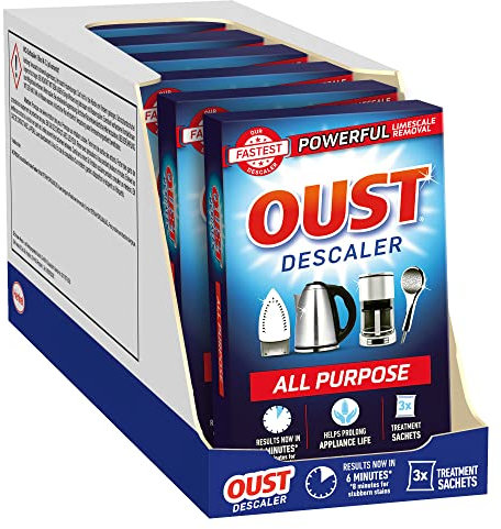 Oust Powerful All Purpose Descaler, Limescale Remover – Ideal for Kettles, Coffee Machines, Irons and Shower Heads, 3 Sachets x 6 (18 Sachets Total)