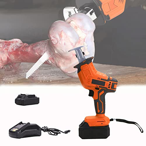 DINGFAN Scie Sabre sans Fil, Scie à Os Électrique Commercial Domicile, 0-3000SPM, Chargeur Rapide, Lumière LED
