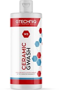 Gtechniq Shampoing auto 2 en 1 céramique GWash et revêtement hydrophobe pour le nettoyage de voiture Nettoie et repousse la saleté Nettoyant auto jusqu'à 3 mois de protection Super concentré 1 l